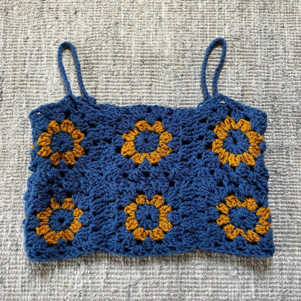 Handmade Crochet Sunflower Crop Top